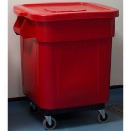 HUSKEE BIN WITH LID & WHEELS RED 140L