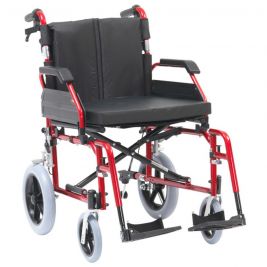 XS Aluminium Transit Wheelchair 50cm Seat Red